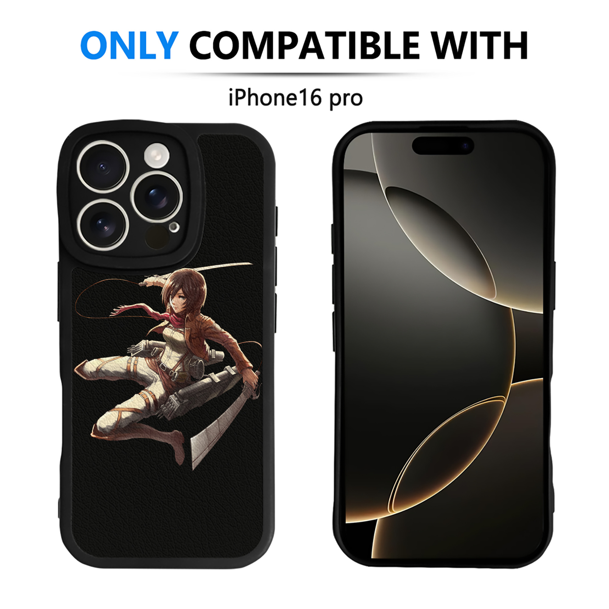 （画像用） 進撃の巨人 ミカサ·アッカーマン Attack on Titan Mikasa Ackerman 【iPhone 16シリーズ対応】シリコンスマホケース（レザー調） 材質：シリコン